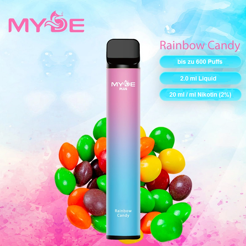 Einweg E-Zigaretten 10 x MYDE Plus 600 Rainbow Candy
