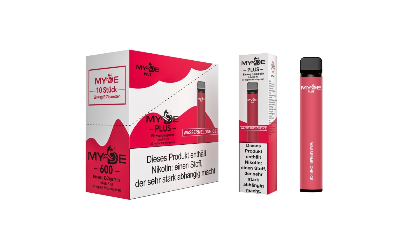Einweg E-Zigaretten 10 x MYDE Plus 600 Wassermelone Ice
